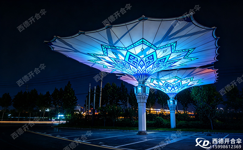 一伞映昼夜｜膜结构景观伞，点亮停车场的城市艺术