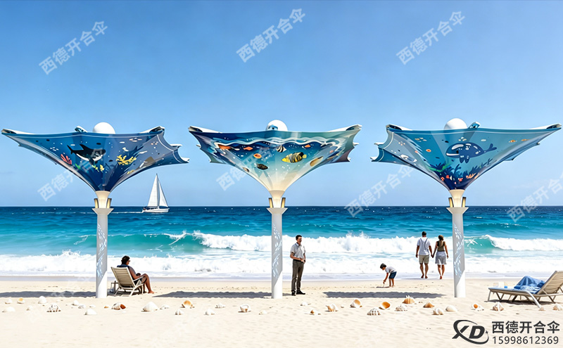 景区造景｜海底世界彩绘天幕伞，打造海边打卡新地标