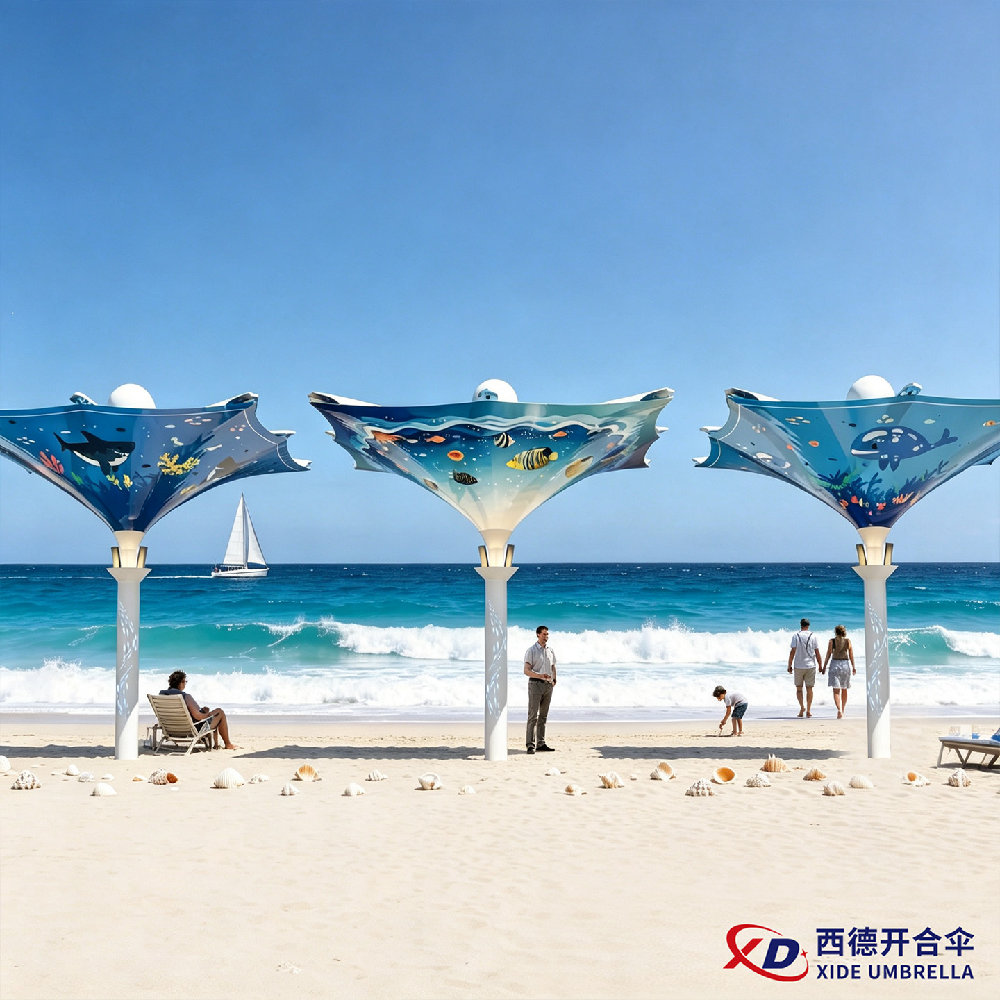 景区造景｜海底世界彩绘天幕伞，打造海边打卡新地标