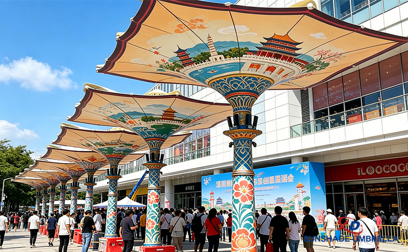 国潮风巨型景观遮阳伞｜古建筑商业街的颜值与实用双选